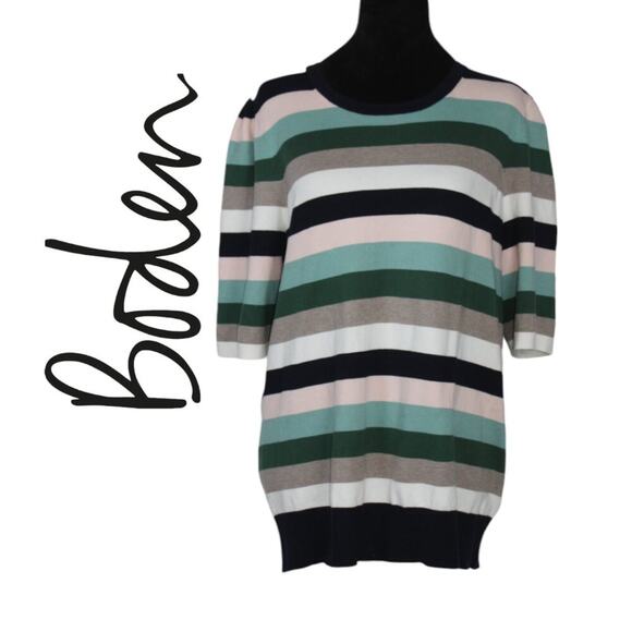 Boden Short Sleeve Striped Sweater Size Large - Picture 1 of 8